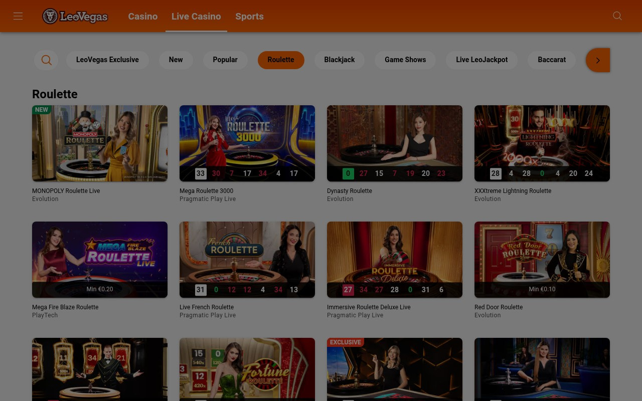 LeoVegas mobile online roulette casino Malta