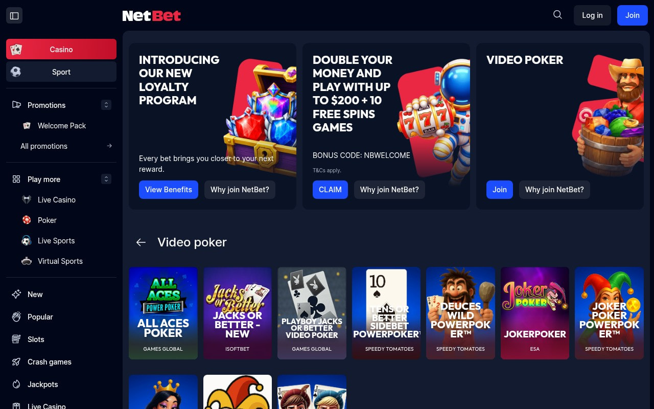 Netbet poker room and casino games for Malta players