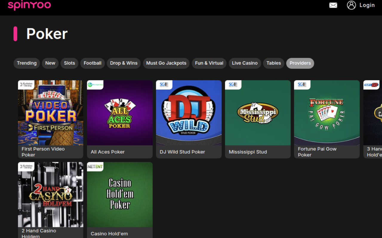 Spinyoo poker casino games for Malta players