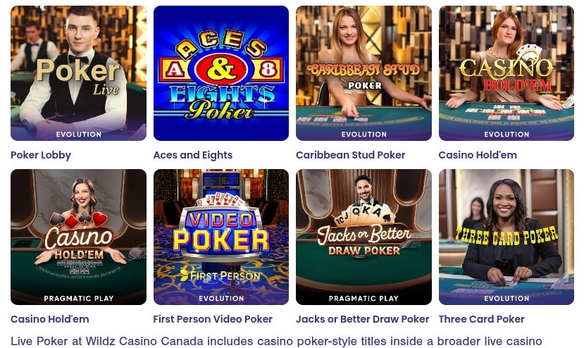 Wildz casino poker selection for Malta